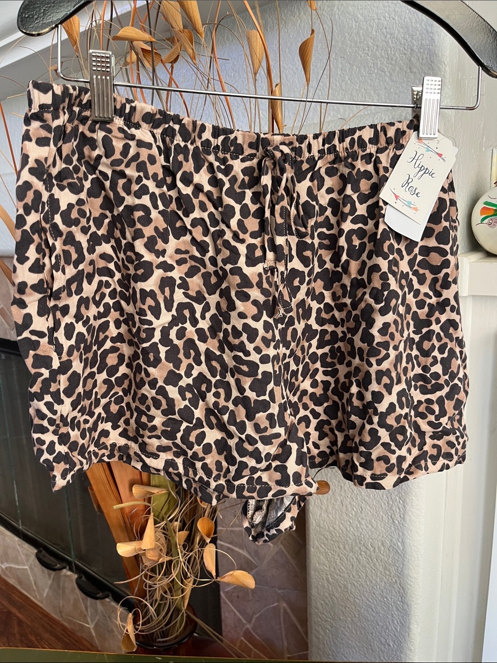 Hippie Rose Sand Leopard Print Boxer Shorts